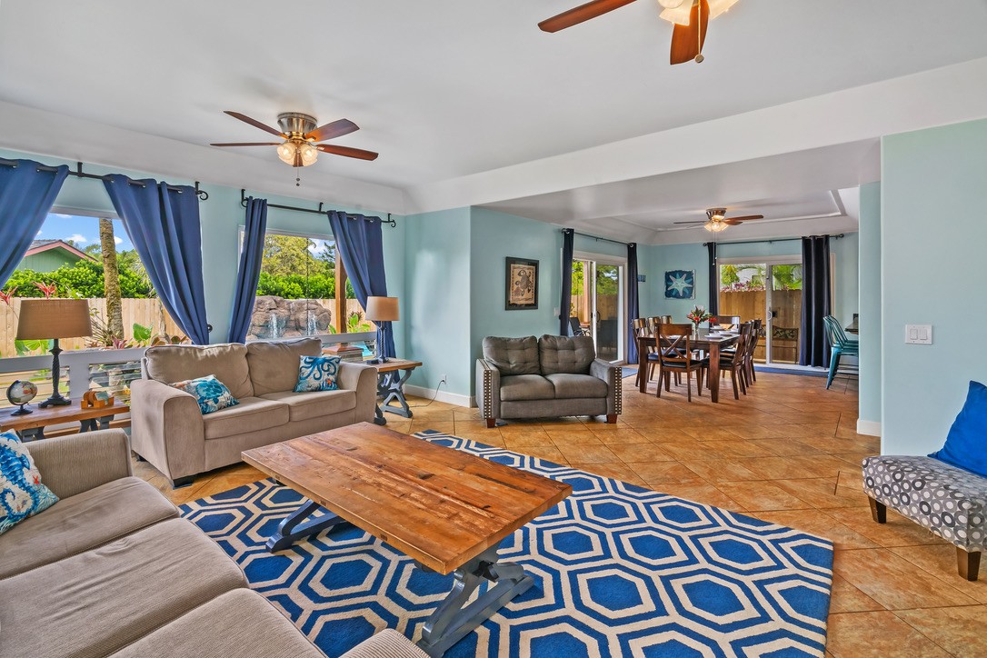 Hale Ohana living room with original furniture