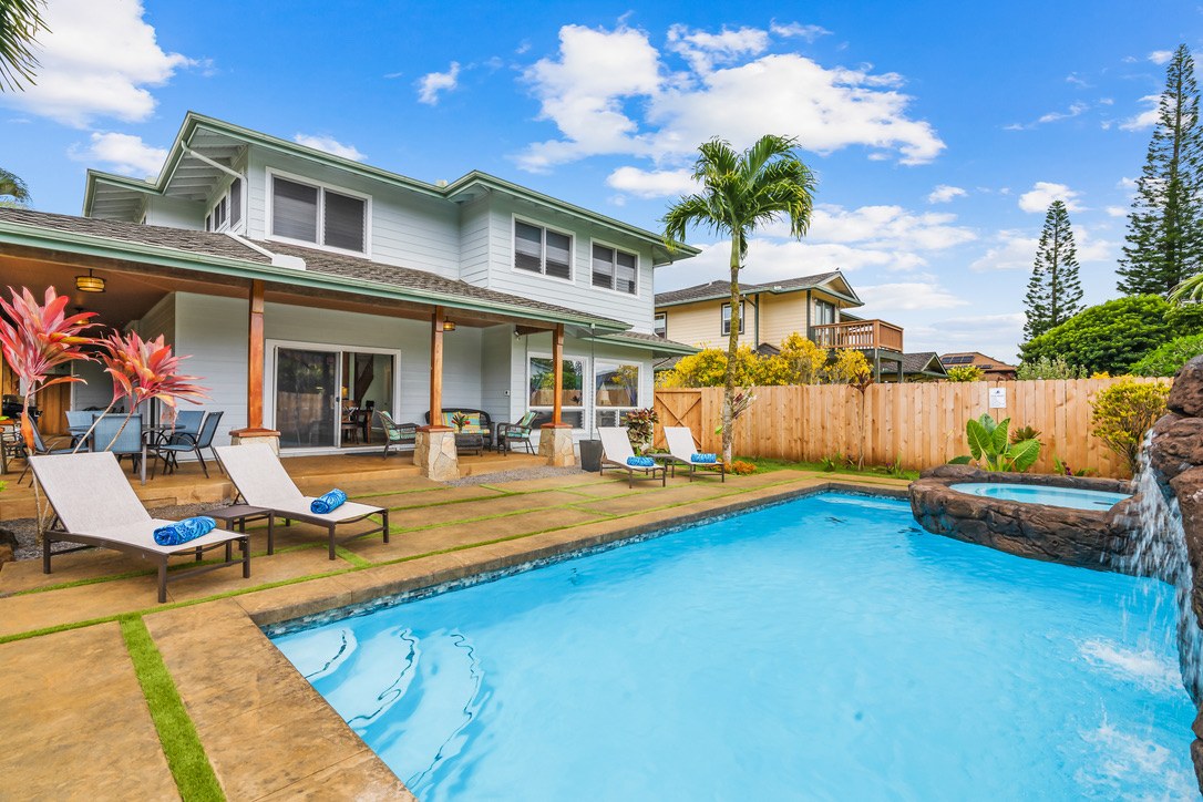Hale Ohana Kauai private pool and home exterior